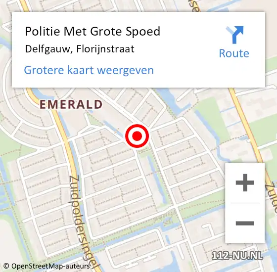 Locatie op kaart van de 112 melding: Politie Met Grote Spoed Naar Delfgauw, Florijnstraat op 16 januari 2024 21:02