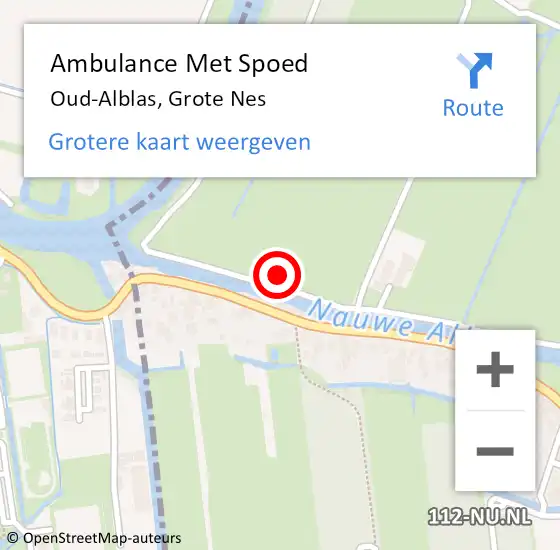Locatie op kaart van de 112 melding: Ambulance Met Spoed Naar Oud-Alblas, Grote Nes op 16 januari 2024 21:44