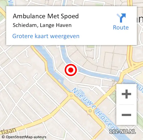 Locatie op kaart van de 112 melding: Ambulance Met Spoed Naar Schiedam, Lange Haven op 16 januari 2024 21:58