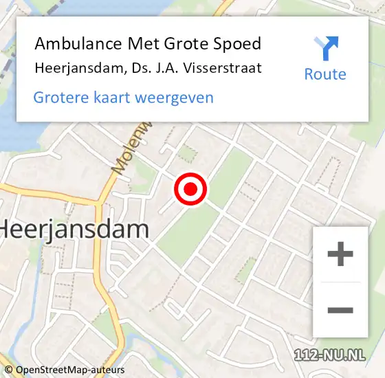 Locatie op kaart van de 112 melding: Ambulance Met Grote Spoed Naar Heerjansdam, Ds. J.A. Visserstraat op 16 januari 2024 22:19