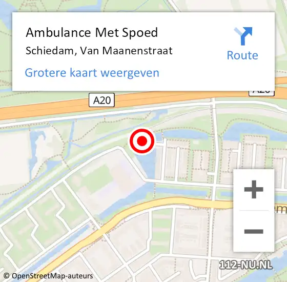 Locatie op kaart van de 112 melding: Ambulance Met Spoed Naar Schiedam, Van Maanenstraat op 16 januari 2024 22:25