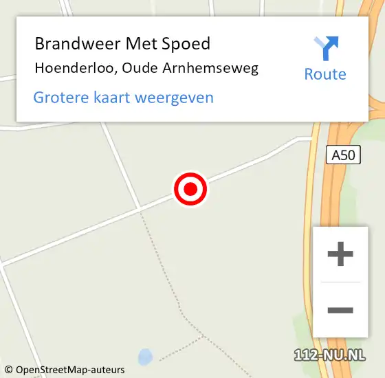 Locatie op kaart van de 112 melding: Brandweer Met Spoed Naar Hoenderloo, Oude Arnhemseweg op 15 oktober 2013 11:18