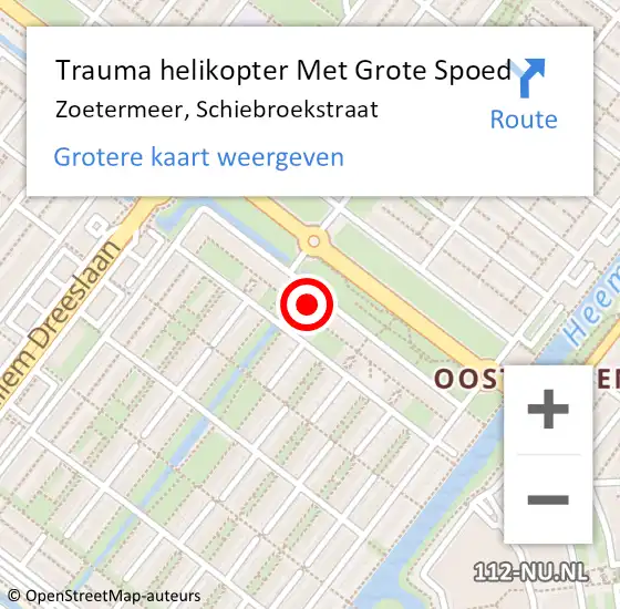 Locatie op kaart van de 112 melding: Trauma helikopter Met Grote Spoed Naar Zoetermeer, Schiebroekstraat op 16 januari 2024 23:43