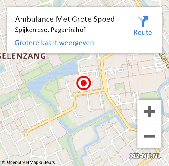 Locatie op kaart van de 112 melding: Ambulance Met Grote Spoed Naar Spijkenisse, Paganinihof op 16 januari 2024 23:47