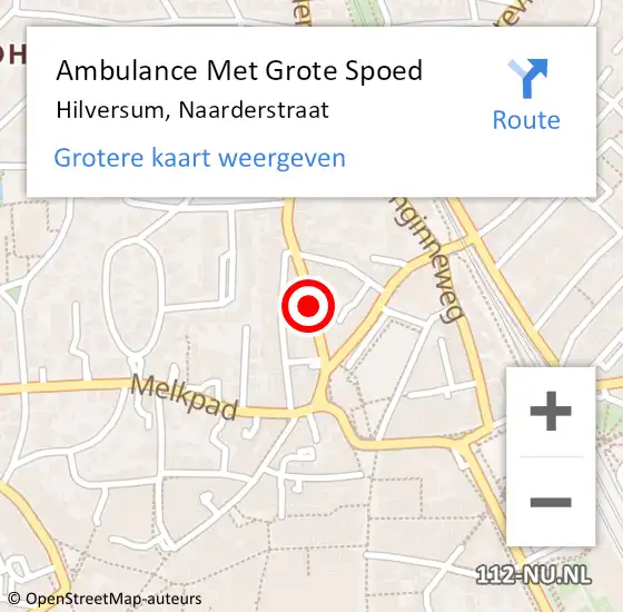 Locatie op kaart van de 112 melding: Ambulance Met Grote Spoed Naar Hilversum, Naarderstraat op 22 september 2014 13:21