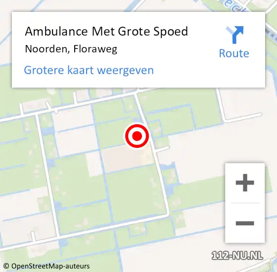Locatie op kaart van de 112 melding: Ambulance Met Grote Spoed Naar Noorden, Floraweg op 17 januari 2024 00:49