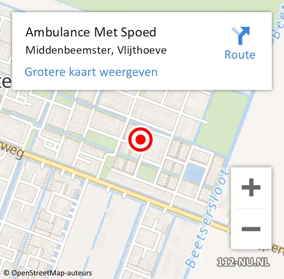 Locatie op kaart van de 112 melding: Ambulance Met Spoed Naar Middenbeemster, Vlijthoeve op 17 januari 2024 01:49