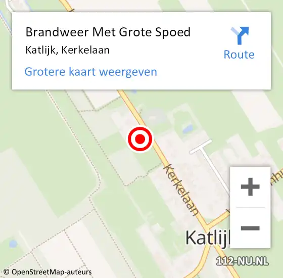 Locatie op kaart van de 112 melding: Brandweer Met Grote Spoed Naar Katlijk, Kerkelaan op 17 januari 2024 02:23