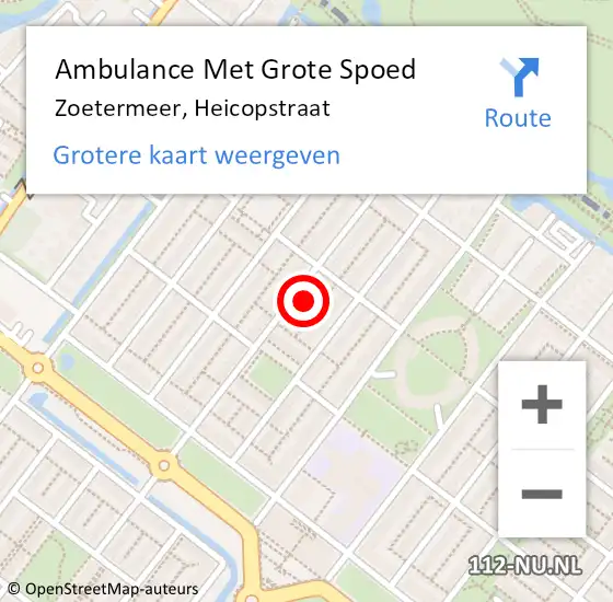 Locatie op kaart van de 112 melding: Ambulance Met Grote Spoed Naar Zoetermeer, Heicopstraat op 17 januari 2024 03:11