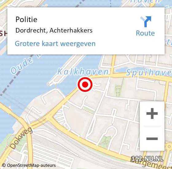 Locatie op kaart van de 112 melding: Politie Dordrecht, Achterhakkers op 17 januari 2024 03:18