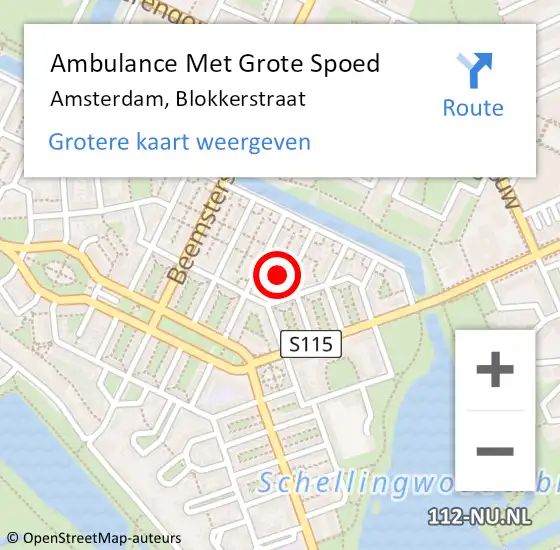 Locatie op kaart van de 112 melding: Ambulance Met Grote Spoed Naar Amsterdam, Blokkerstraat op 17 januari 2024 03:28