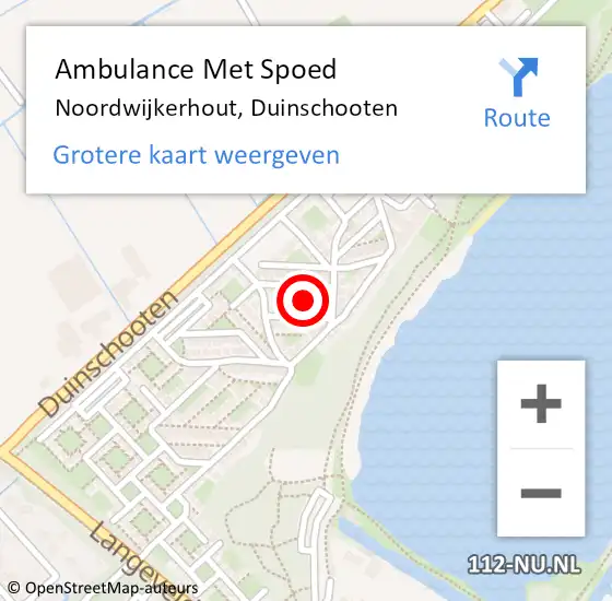 Locatie op kaart van de 112 melding: Ambulance Met Spoed Naar Noordwijkerhout, Duinschooten op 17 januari 2024 06:02