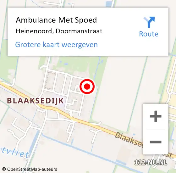 Locatie op kaart van de 112 melding: Ambulance Met Spoed Naar Heinenoord, Doormanstraat op 17 januari 2024 06:06