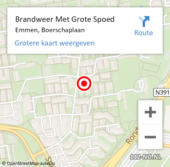 Locatie op kaart van de 112 melding: Brandweer Met Grote Spoed Naar Emmen, Boerschaplaan op 17 januari 2024 06:56