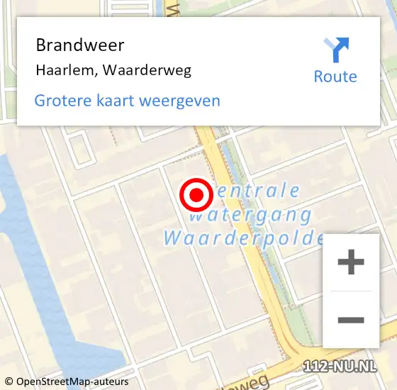 Locatie op kaart van de 112 melding: Brandweer Haarlem, Waarderweg op 17 januari 2024 07:10
