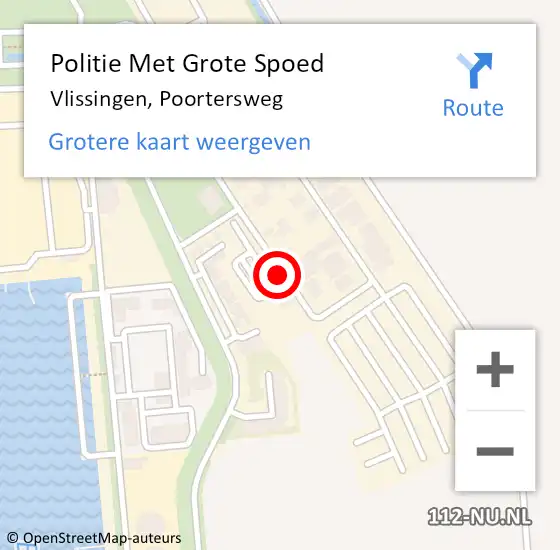 Locatie op kaart van de 112 melding: Politie Met Grote Spoed Naar Vlissingen, Poortersweg op 17 januari 2024 07:29