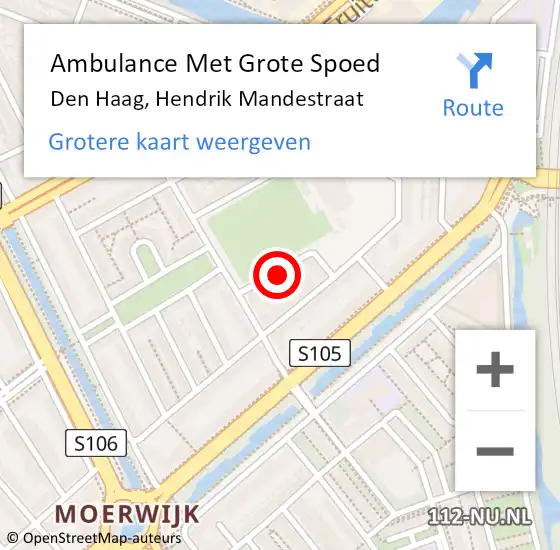 Locatie op kaart van de 112 melding: Ambulance Met Grote Spoed Naar Den Haag, Hendrik Mandestraat op 17 januari 2024 07:34