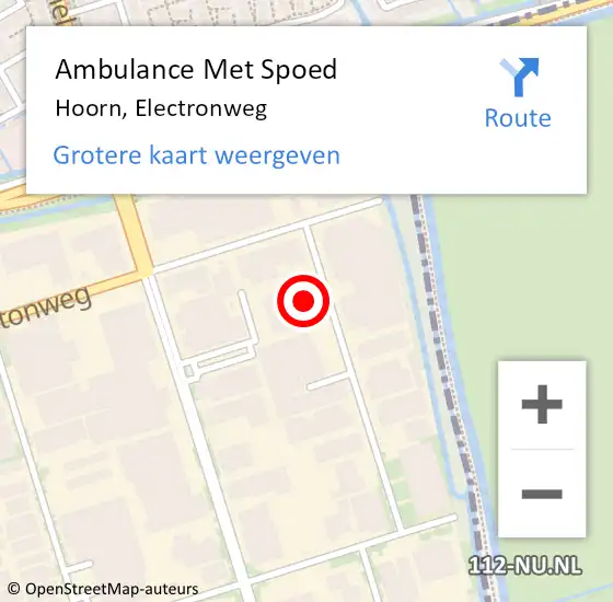 Locatie op kaart van de 112 melding: Ambulance Met Spoed Naar Hoorn, Electronweg op 17 januari 2024 07:58