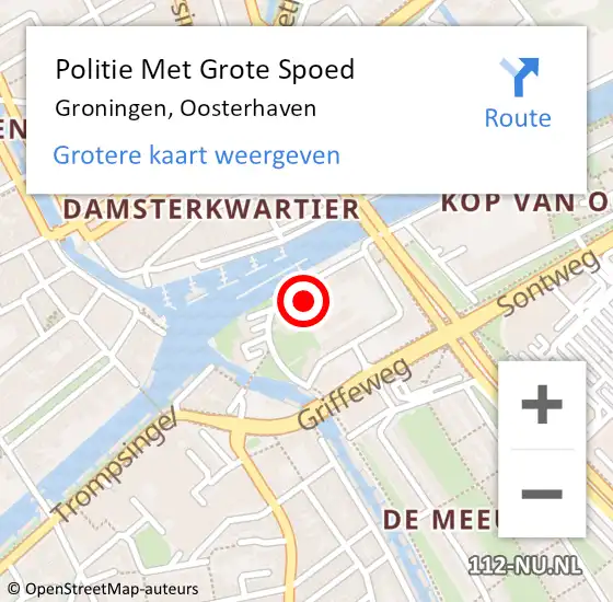 Locatie op kaart van de 112 melding: Politie Met Grote Spoed Naar Groningen, Oosterhaven op 17 januari 2024 08:34