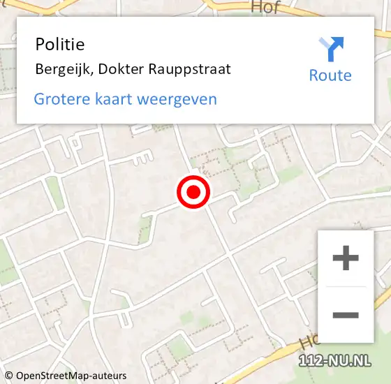 Locatie op kaart van de 112 melding: Politie Bergeijk, Dokter Rauppstraat op 17 januari 2024 08:38