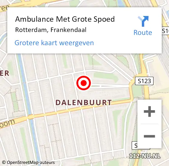 Locatie op kaart van de 112 melding: Ambulance Met Grote Spoed Naar Rotterdam, Frankendaal op 17 januari 2024 08:38