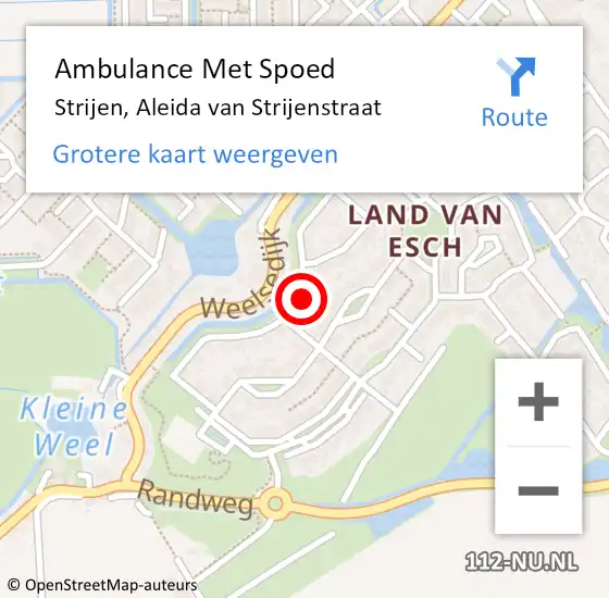 Locatie op kaart van de 112 melding: Ambulance Met Spoed Naar Strijen, Aleida van Strijenstraat op 17 januari 2024 08:53