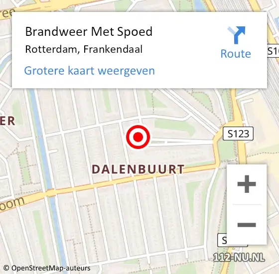 Locatie op kaart van de 112 melding: Brandweer Met Spoed Naar Rotterdam, Frankendaal op 17 januari 2024 09:01