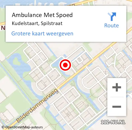 Locatie op kaart van de 112 melding: Ambulance Met Spoed Naar Kudelstaart, Spilstraat op 17 januari 2024 09:02