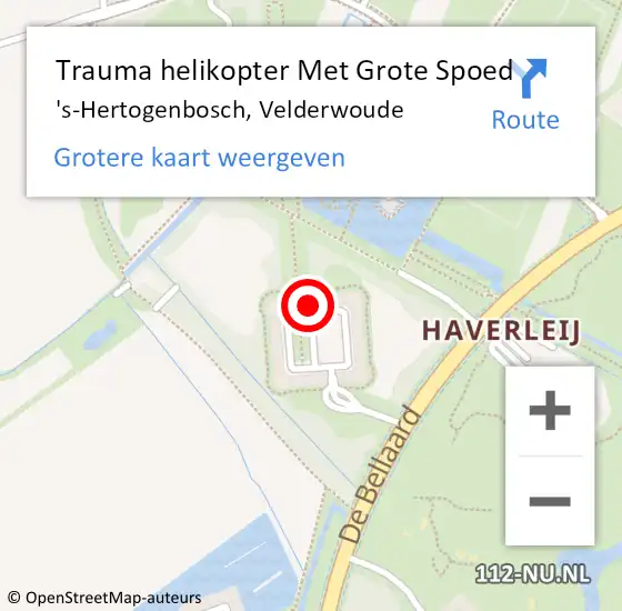 Locatie op kaart van de 112 melding: Trauma helikopter Met Grote Spoed Naar 's-Hertogenbosch, Velderwoude op 17 januari 2024 09:02