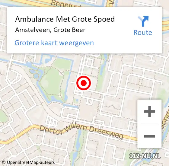 Locatie op kaart van de 112 melding: Ambulance Met Grote Spoed Naar Amstelveen, Grote Beer op 17 januari 2024 09:06