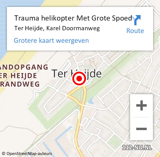 Locatie op kaart van de 112 melding: Trauma helikopter Met Grote Spoed Naar Ter Heijde, Karel Doormanweg op 17 januari 2024 09:10