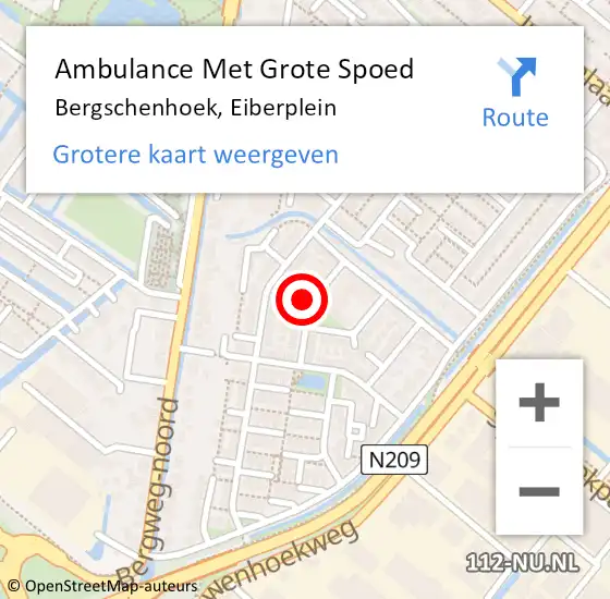 Locatie op kaart van de 112 melding: Ambulance Met Grote Spoed Naar Bergschenhoek, Eiberplein op 17 januari 2024 09:16