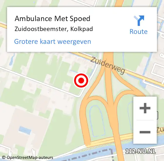 Locatie op kaart van de 112 melding: Ambulance Met Spoed Naar Zuidoostbeemster, Kolkpad op 17 januari 2024 09:17