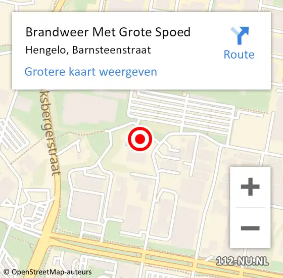 Locatie op kaart van de 112 melding: Brandweer Met Grote Spoed Naar Hengelo, Barnsteenstraat op 17 januari 2024 09:20