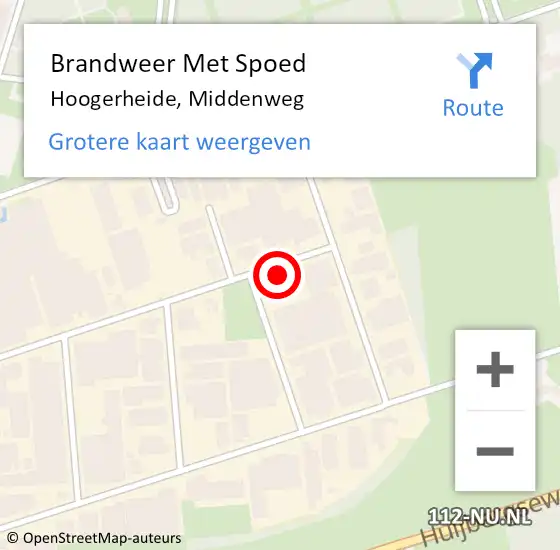 Locatie op kaart van de 112 melding: Brandweer Met Spoed Naar Hoogerheide, Middenweg op 17 januari 2024 09:31