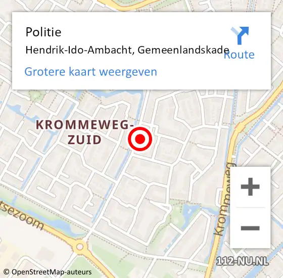 Locatie op kaart van de 112 melding: Politie Hendrik-Ido-Ambacht, Gemeenlandskade op 17 januari 2024 09:39