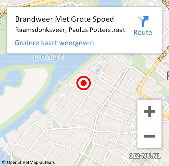 Locatie op kaart van de 112 melding: Brandweer Met Grote Spoed Naar Raamsdonksveer, Paulus Potterstraat op 17 januari 2024 09:41