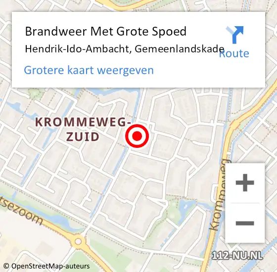 Locatie op kaart van de 112 melding: Brandweer Met Grote Spoed Naar Hendrik-Ido-Ambacht, Gemeenlandskade op 17 januari 2024 09:51