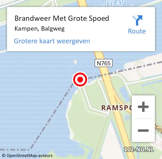 Locatie op kaart van de 112 melding: Brandweer Met Grote Spoed Naar Kampen, Balgweg op 17 januari 2024 10:24