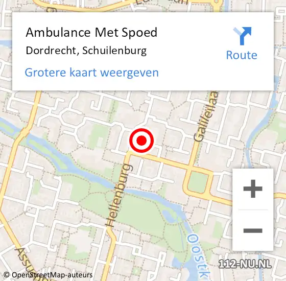 Locatie op kaart van de 112 melding: Ambulance Met Spoed Naar Dordrecht, Schuilenburg op 17 januari 2024 10:32