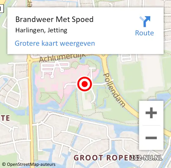 Locatie op kaart van de 112 melding: Brandweer Met Spoed Naar Harlingen, Jetting op 17 januari 2024 10:43