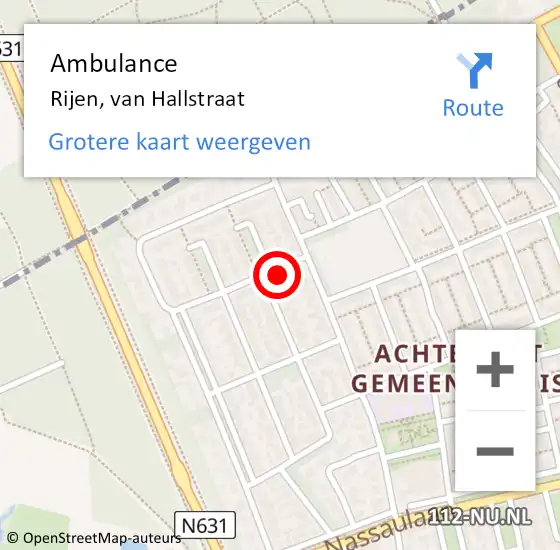 Locatie op kaart van de 112 melding: Ambulance Rijen, van Hallstraat op 22 september 2014 13:56