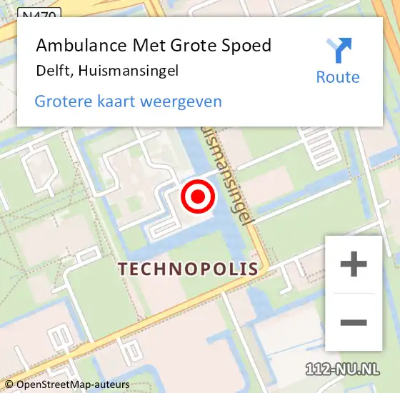 Locatie op kaart van de 112 melding: Ambulance Met Grote Spoed Naar Delft, Huismansingel op 17 januari 2024 11:11