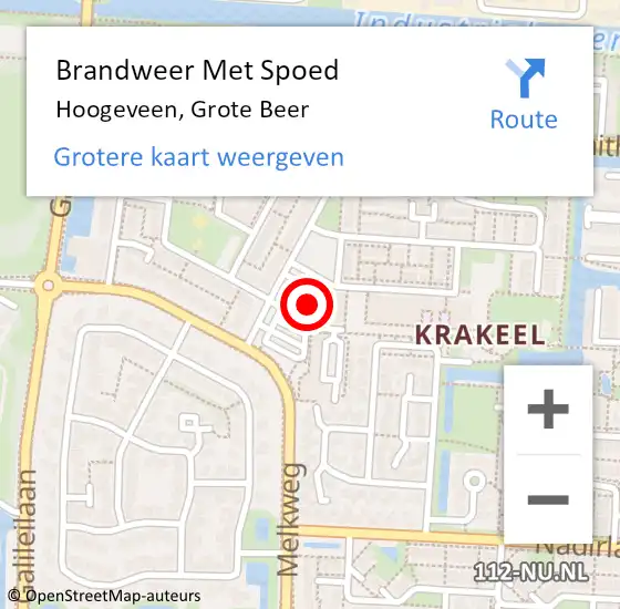 Locatie op kaart van de 112 melding: Brandweer Met Spoed Naar Hoogeveen, Grote Beer op 17 januari 2024 11:25