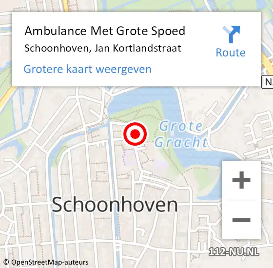 Locatie op kaart van de 112 melding: Ambulance Met Grote Spoed Naar Schoonhoven, Jan Kortlandstraat op 17 januari 2024 11:40