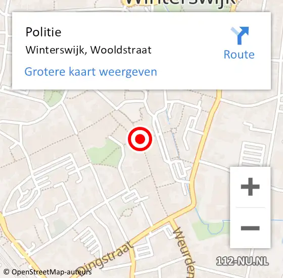 Locatie op kaart van de 112 melding: Politie Winterswijk, Wooldstraat op 17 januari 2024 11:42