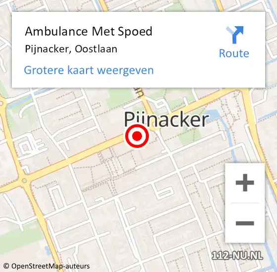 Locatie op kaart van de 112 melding: Ambulance Met Spoed Naar Pijnacker, Oostlaan op 17 januari 2024 11:47