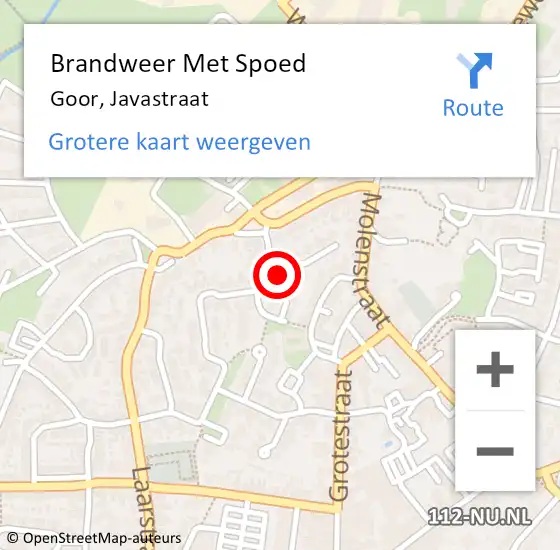 Locatie op kaart van de 112 melding: Brandweer Met Spoed Naar Goor, Javastraat op 17 januari 2024 12:14