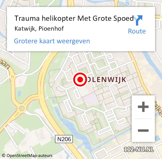 Locatie op kaart van de 112 melding: Trauma helikopter Met Grote Spoed Naar Katwijk, Pioenhof op 17 januari 2024 12:54