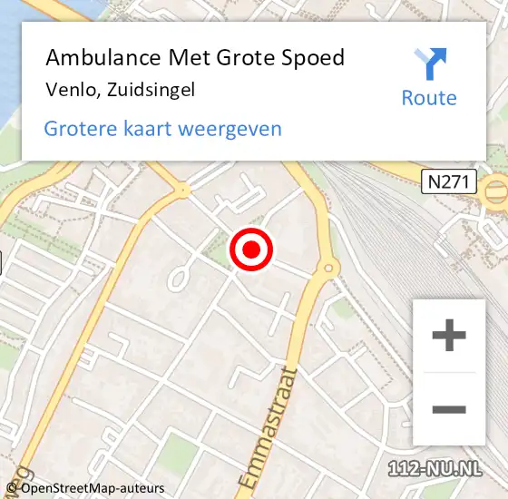 Locatie op kaart van de 112 melding: Ambulance Met Grote Spoed Naar Venlo, Zuidsingel op 22 september 2014 14:13